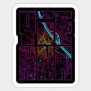 Vienna, Austria City Map Typography - Neon Sticker